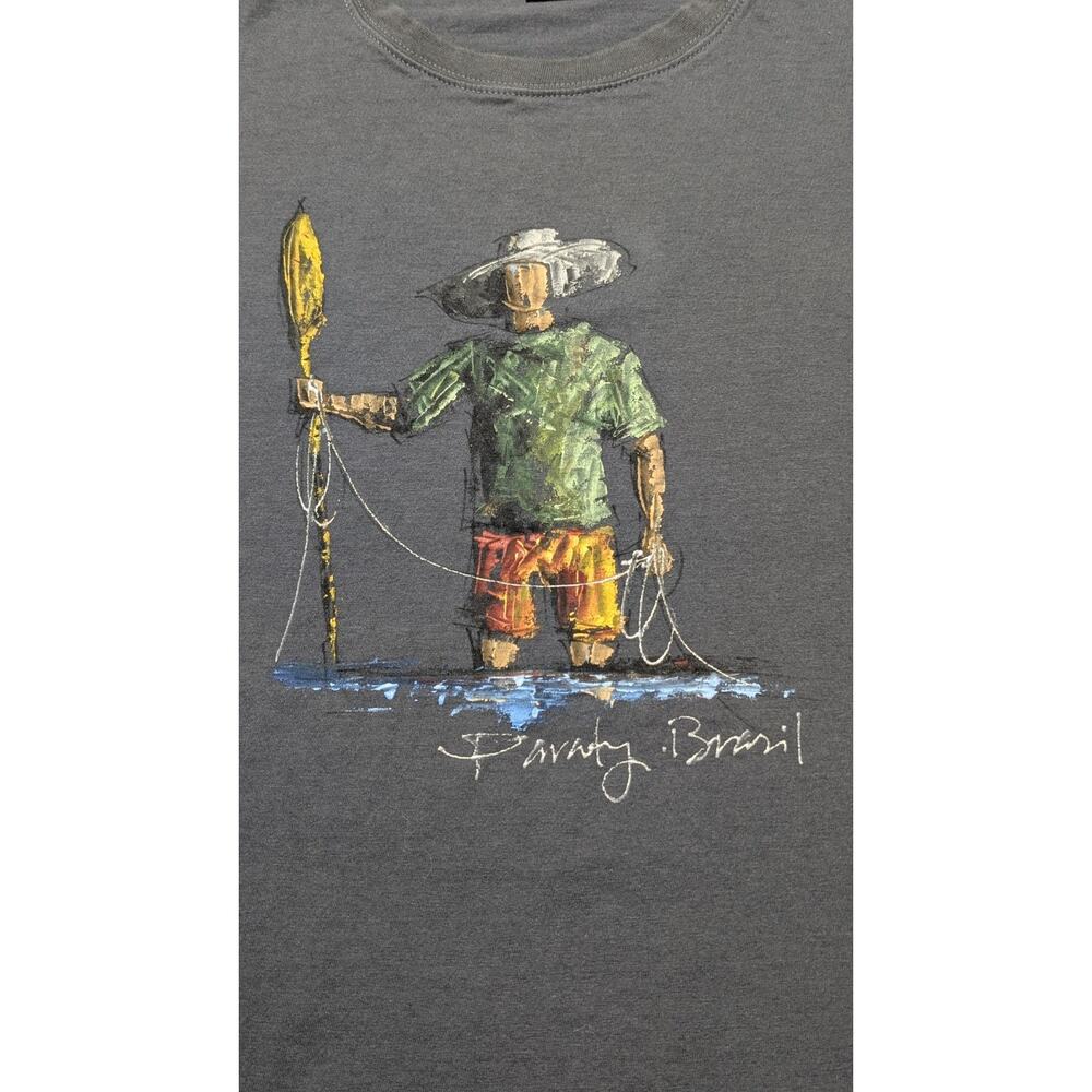 Perfil do Brasil T-Shirt GG Graphic Tee Fisherman Art 100% Cotton Made in Brazil